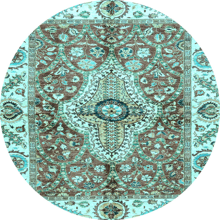 Round Abstract Light Blue Modern Rug, abs3165lblu