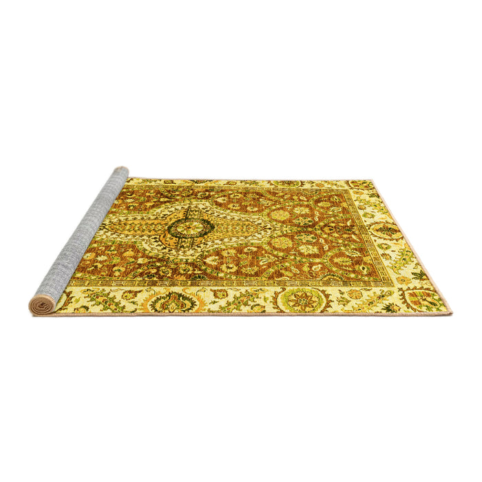 Sideview of Machine Washable Abstract Yellow Modern Rug, wshabs3165yw