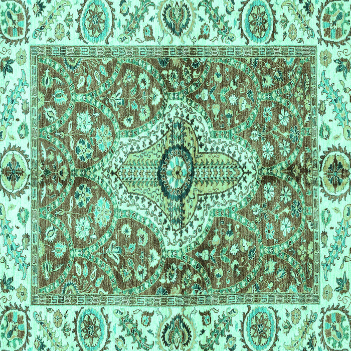 Square Machine Washable Abstract Turquoise Modern Area Rugs, wshabs3165turq