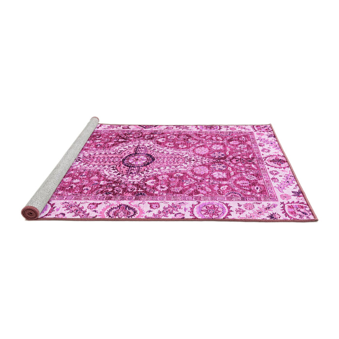 Sideview of Machine Washable Abstract Pink Modern Rug, wshabs3165pnk