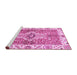 Sideview of Machine Washable Abstract Pink Modern Rug, wshabs3165pnk