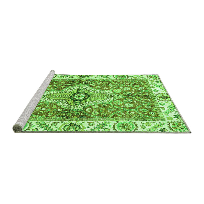 Sideview of Machine Washable Abstract Green Modern Area Rugs, wshabs3165grn