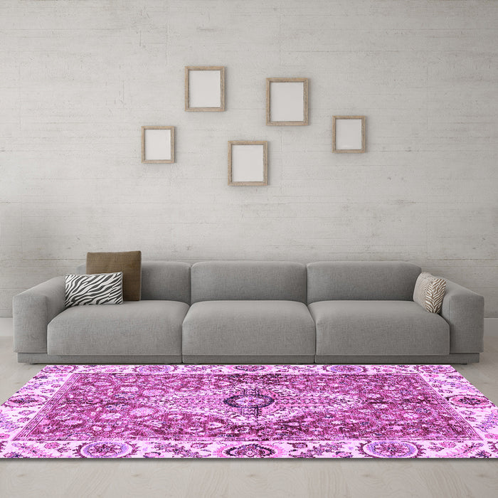 Machine Washable Abstract Purple Modern Area Rugs in a Living Room, wshabs3165pur
