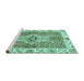 Sideview of Machine Washable Abstract Turquoise Modern Area Rugs, wshabs3165turq