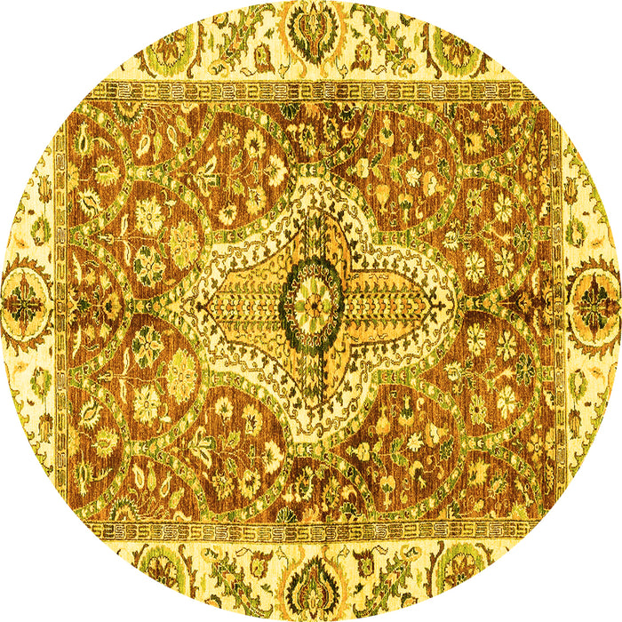 Round Machine Washable Abstract Yellow Modern Rug, wshabs3165yw