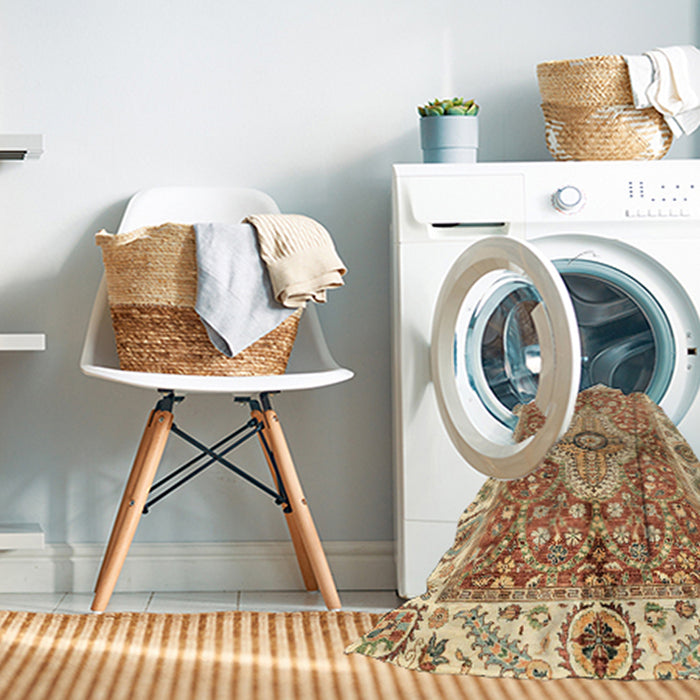 Machine Washable Abstract Red Rug in a Washing Machine, wshabs3165