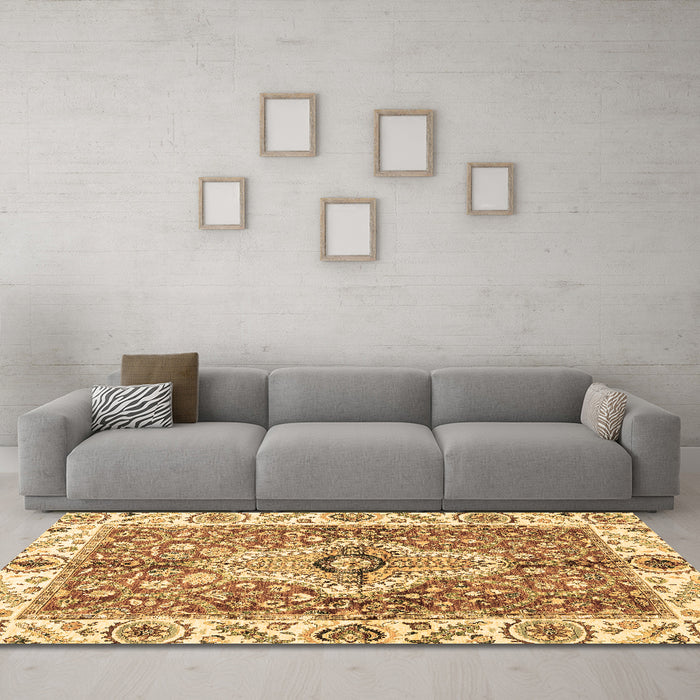 Machine Washable Abstract Brown Modern Rug in a Living Room,, wshabs3165brn