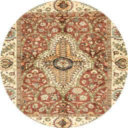 Round Machine Washable Abstract Red Rug, wshabs3165