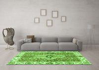 Machine Washable Abstract Green Modern Rug, wshabs3165grn