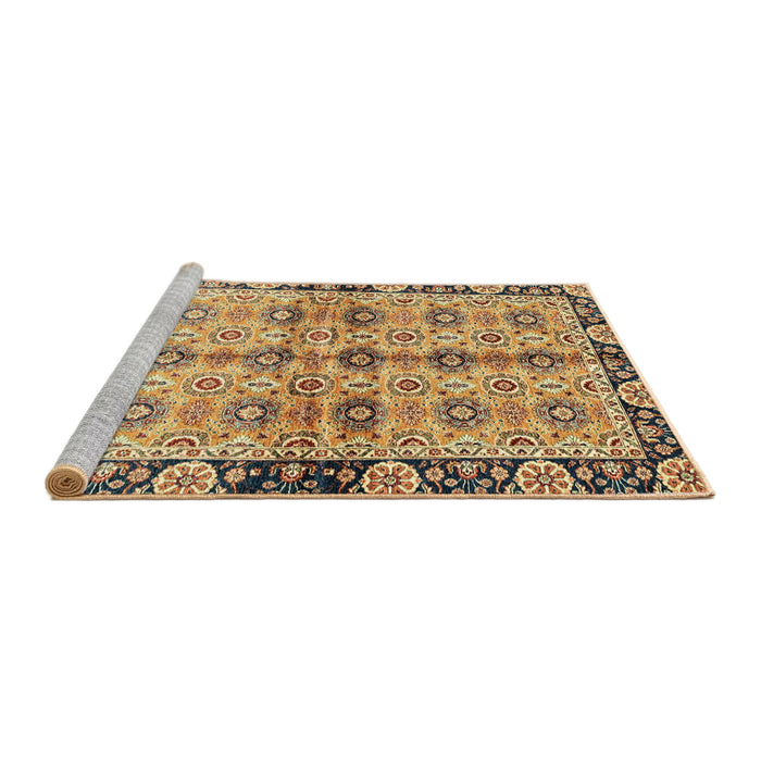Sideview of Machine Washable Abstract Chrome Gold Yellow Rug, wshabs3166