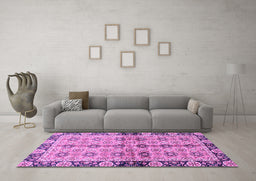 Machine Washable Abstract Purple Modern Area Rugs in a Living Room, wshabs3166pur