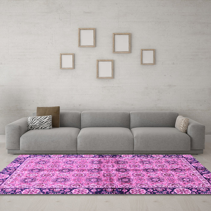 Machine Washable Abstract Purple Modern Area Rugs in a Living Room, wshabs3166pur