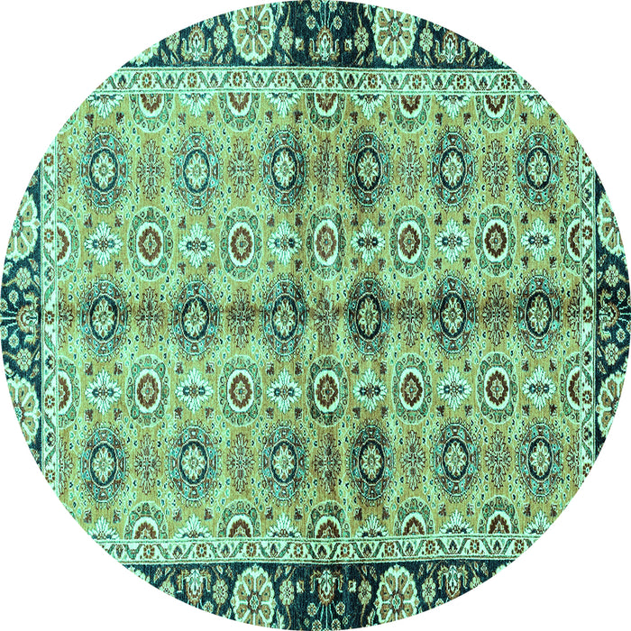 Round Abstract Turquoise Modern Rug, abs3166turq