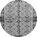 Round Machine Washable Abstract Gray Modern Rug, wshabs3166gry