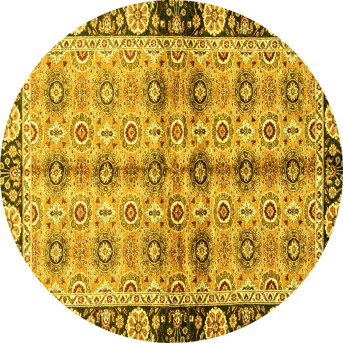 Round Abstract Yellow Modern Rug, abs3166yw