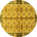 Round Abstract Yellow Modern Rug, abs3166yw