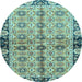 Round Abstract Light Blue Modern Rug, abs3166lblu