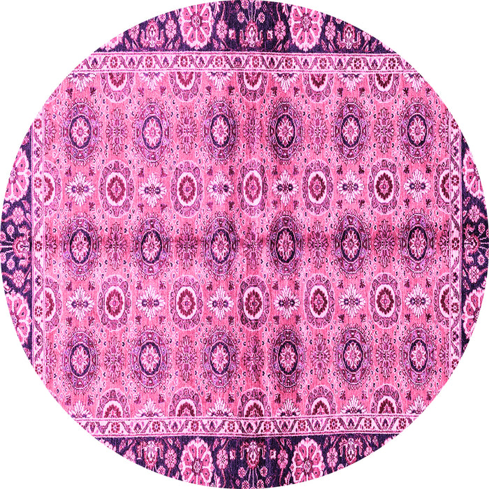 Round Abstract Pink Modern Rug, abs3166pnk