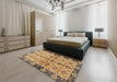 Abstract Chrome Gold Yellow Modern Rug in a Bedroom, abs3166