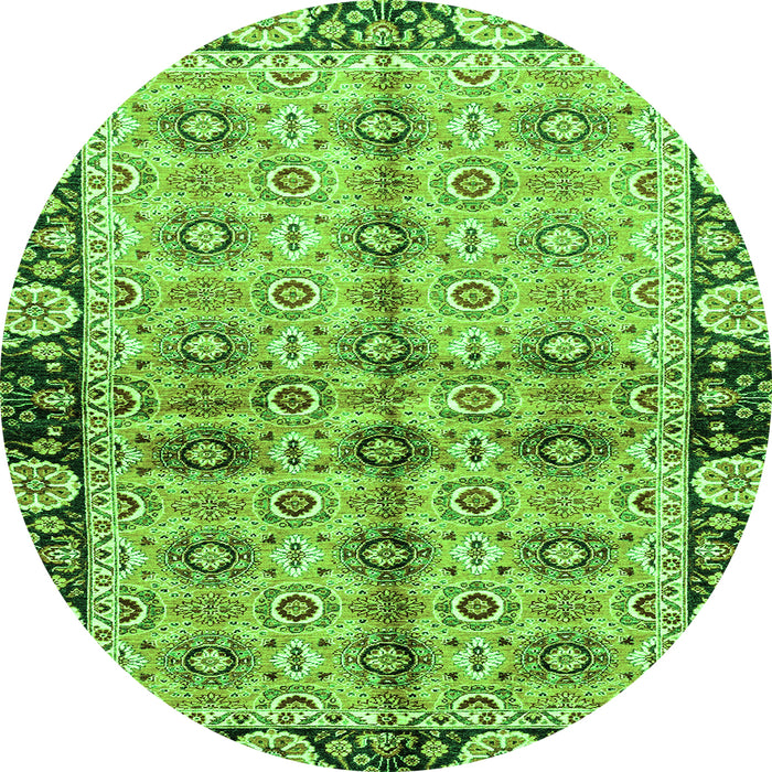 Round Machine Washable Abstract Green Modern Area Rugs, wshabs3166grn