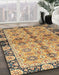 Abstract Chrome Gold Yellow Modern Rug in Family Room, abs3166