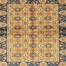 Square Abstract Chrome Gold Yellow Modern Rug, abs3166