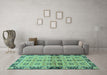 Machine Washable Abstract Turquoise Modern Area Rugs in a Living Room,, wshabs3166turq