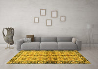 Machine Washable Abstract Yellow Modern Rug, wshabs3166yw