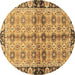 Round Machine Washable Abstract Brown Modern Rug, wshabs3166brn