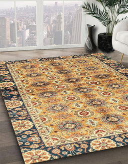 Machine Washable Abstract Chrome Gold Yellow Rug in a Family Room, wshabs3166