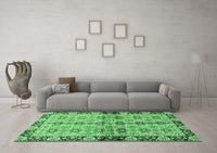 Machine Washable Abstract Emerald Green Modern Rug, wshabs3166emgrn