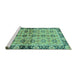 Sideview of Machine Washable Abstract Turquoise Modern Area Rugs, wshabs3166turq