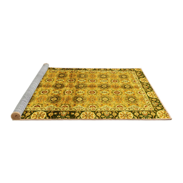 Sideview of Machine Washable Abstract Yellow Modern Rug, wshabs3166yw