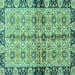 Square Abstract Turquoise Modern Rug, abs3166turq