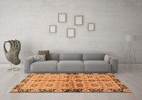 Machine Washable Abstract Orange Modern Rug, wshabs3166org