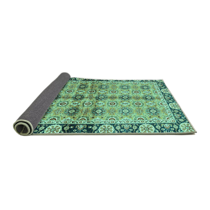 Sideview of Abstract Turquoise Modern Rug, abs3166turq