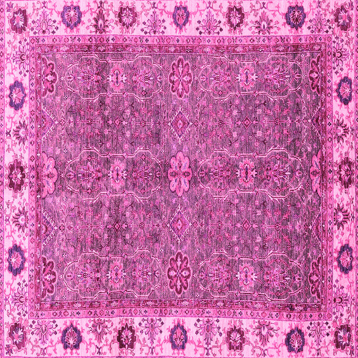 Square Machine Washable Oriental Pink Traditional Rug, wshabs3167pnk