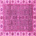 Square Machine Washable Oriental Pink Traditional Rug, wshabs3167pnk