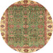 Round Machine Washable Abstract Red Rug, wshabs3167