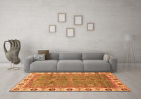 Machine Washable Oriental Orange Traditional Rug, wshabs3167org