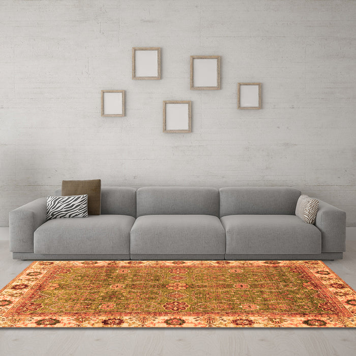 Machine Washable Oriental Orange Traditional Area Rugs in a Living Room, wshabs3167org