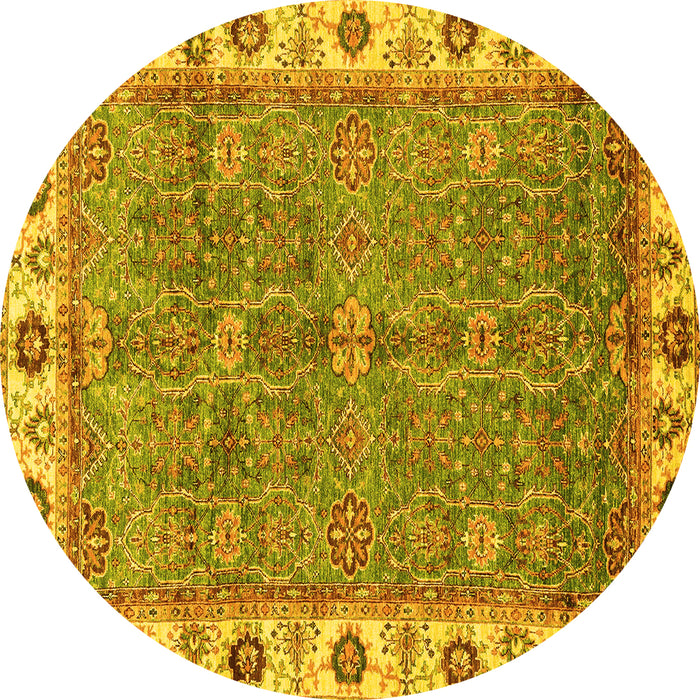 Round Oriental Yellow Traditional Rug, abs3167yw