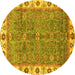 Round Oriental Yellow Traditional Rug, abs3167yw