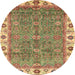 Round Abstract Red Oriental Rug, abs3167