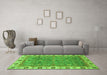 Machine Washable Oriental Green Traditional Area Rugs in a Living Room,, wshabs3167grn