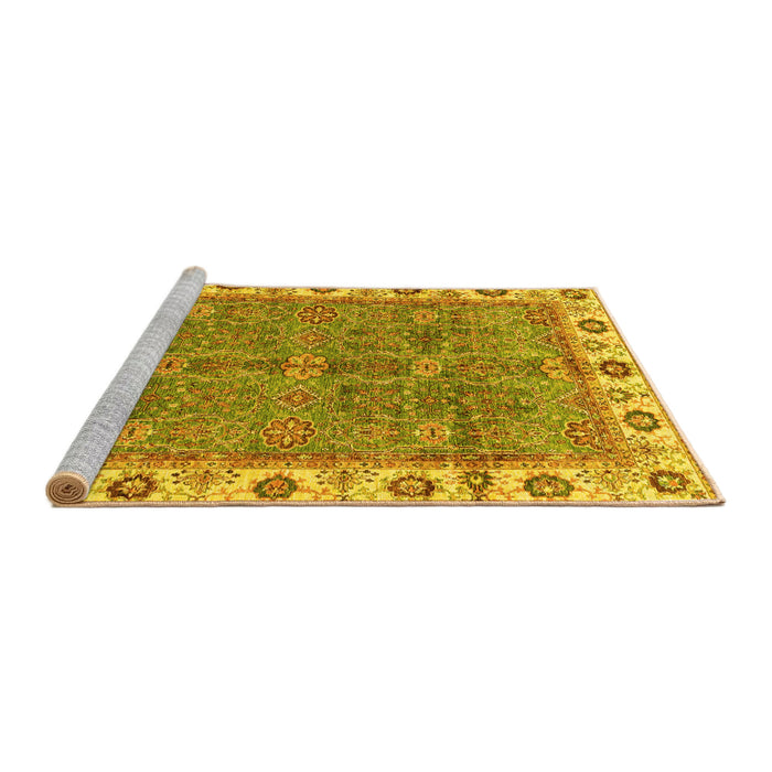 Sideview of Machine Washable Oriental Yellow Traditional Rug, wshabs3167yw