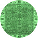 Round Oriental Emerald Green Traditional Rug, abs3167emgrn