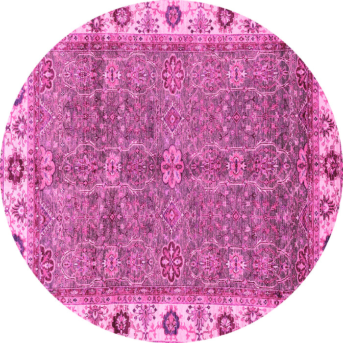 Round Oriental Pink Traditional Rug, abs3167pnk