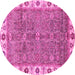 Round Oriental Pink Traditional Rug, abs3167pnk