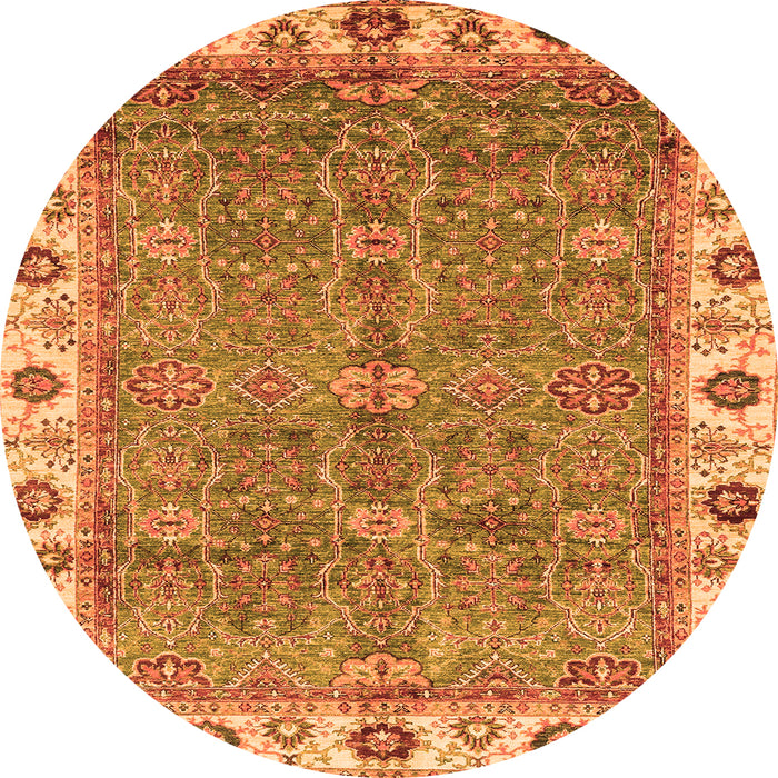 Round Oriental Orange Traditional Rug, abs3167org